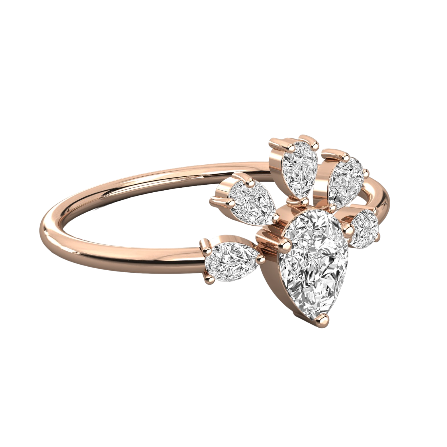 Keeva Jewels Pear Diamond Flower Design Wedding Band - KJR5308