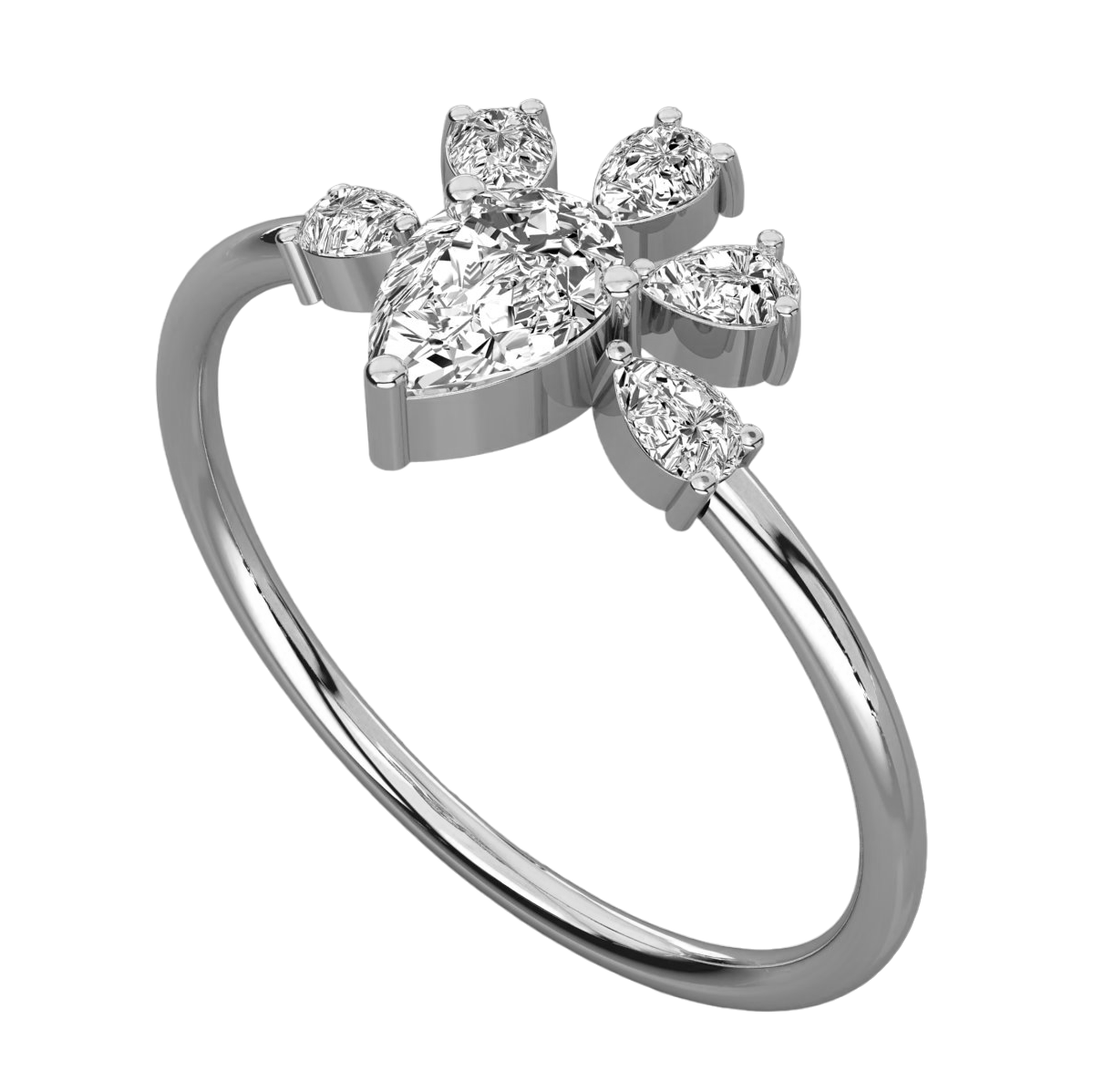 Keeva Jewels Pear Diamond Flower Design Wedding Band - KJR5308