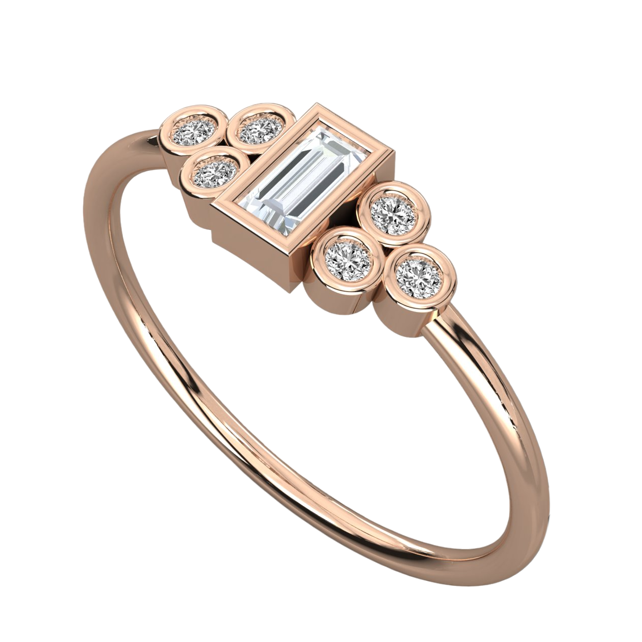 Keeva Jewels Baguette And Round Cut Diamond Halo Wedding Band - KJR5316