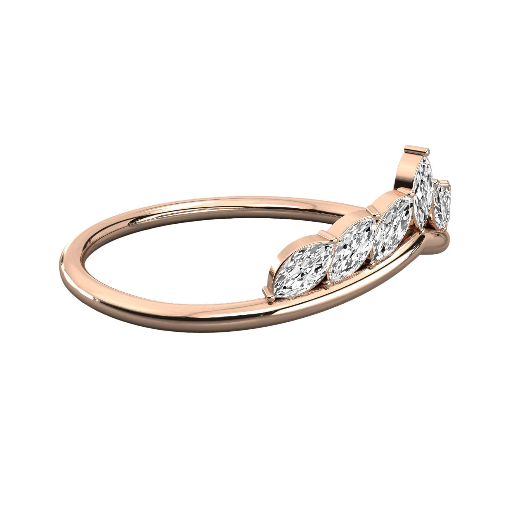 Keeva Jewels Marquise Diamond Crown Design Wedding Band - KJR5596