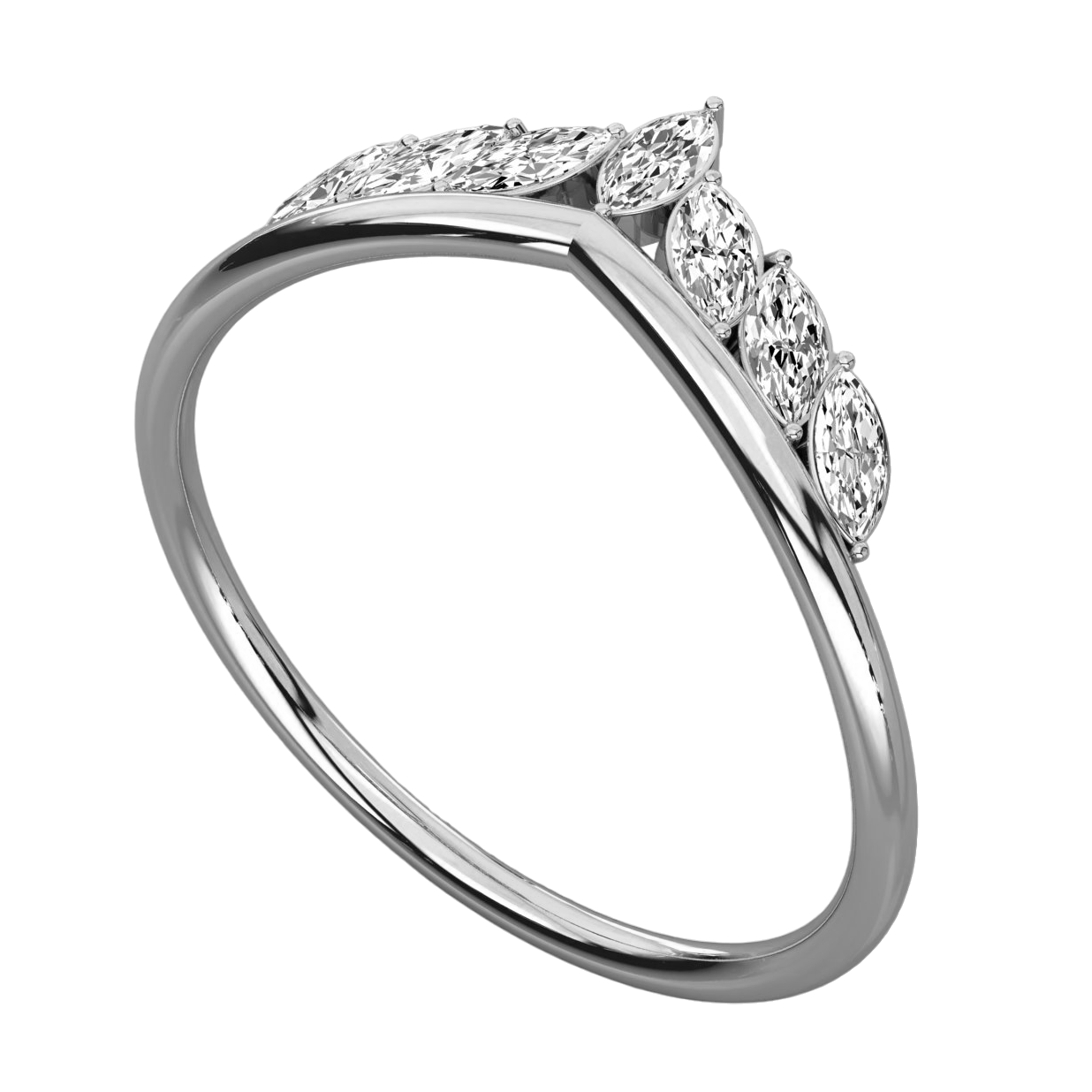 Keeva Jewels Marquise Diamond Crown Design Wedding Band - KJR5596