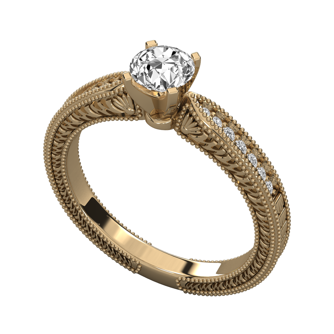 Keeva Jewels Round Cut Diamond Edwardian Style Engagement Ring - KJR5068